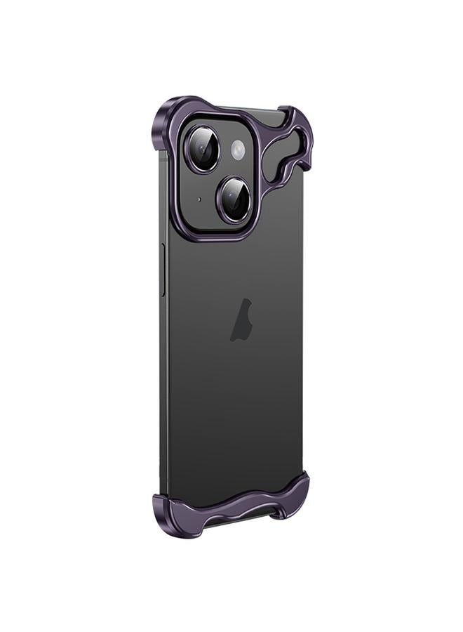 S-TOP Case For iPhone 14 Plus Frameless Metal Corner Pad Phone Case with Lens Film - Image 1