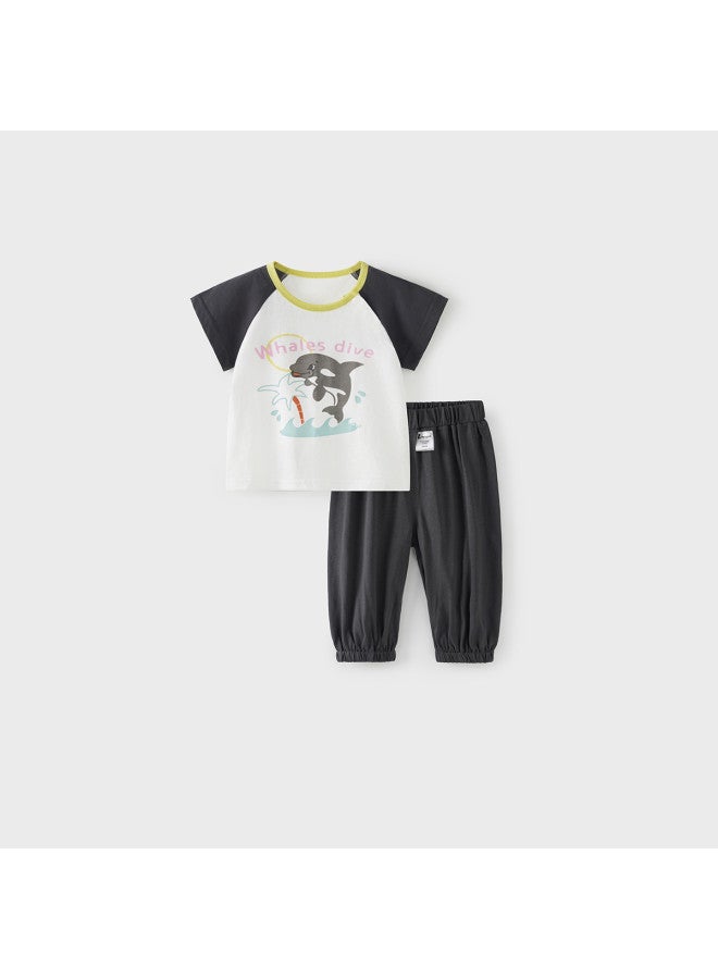 Tongtai Baby Short-sleeved Set Summer Pure Cotton Baby Clothes Boys Girls Outing Tops Pants Children's Clothing - Image 2