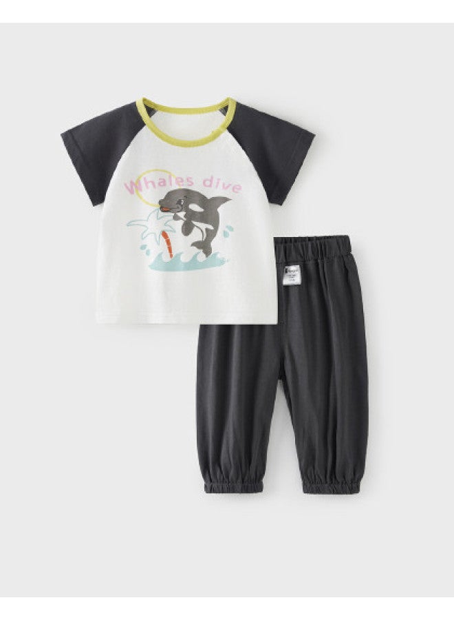 Tongtai Baby Short-sleeved Set Summer Pure Cotton Baby Clothes Boys Girls Outing Tops Pants Children's Clothing - Image 1