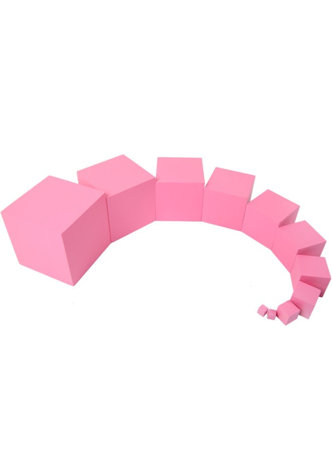 Montessori Sensory Teaching Aids Pink Tower Montessori Kindergarten Early Education Children's Family International Version Teaching Aids-Color:Professional Edition Pink Tower  - Image 5