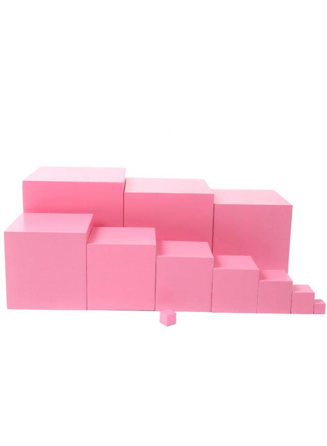Montessori Sensory Teaching Aids Pink Tower Montessori Kindergarten Early Education Children's Family International Version Teaching Aids-Color:Professional Edition Pink Tower  - Image 2