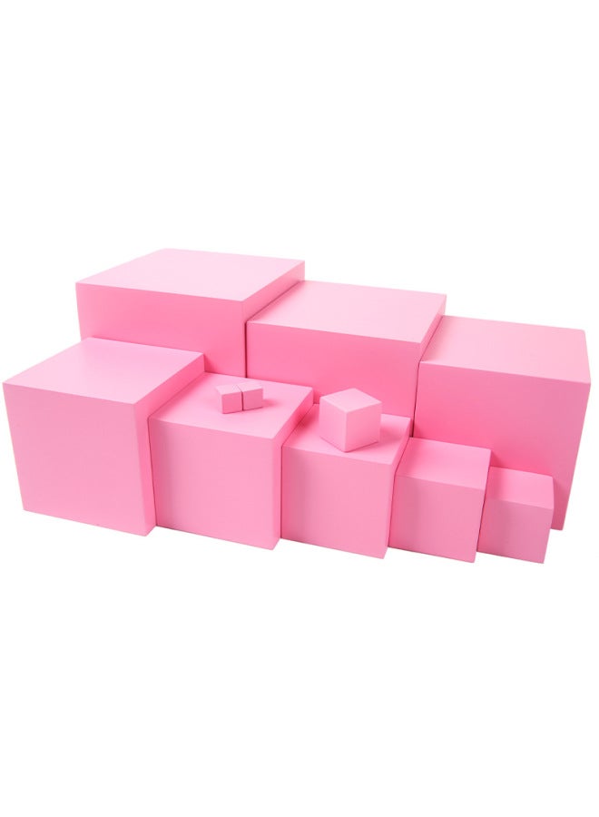 Montessori Sensory Teaching Aids Pink Tower Montessori Kindergarten Early Education Children's Family International Version Teaching Aids-Color:Professional Edition Pink Tower  - Image 4