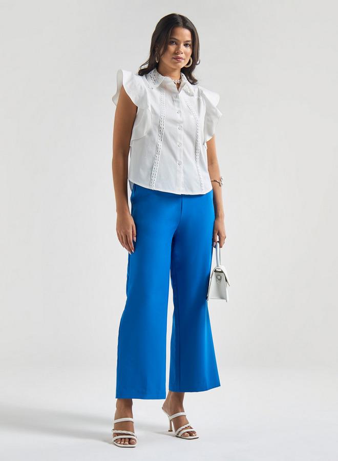 سبلاش فيڤ قميص سادة بأكمام واسعة وتفاصيل دانتيل - Image 2