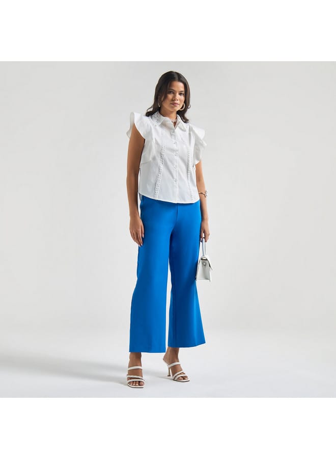 Splash FAV Shirt with Flutter Sleeves and Lace Detail  - Image 2