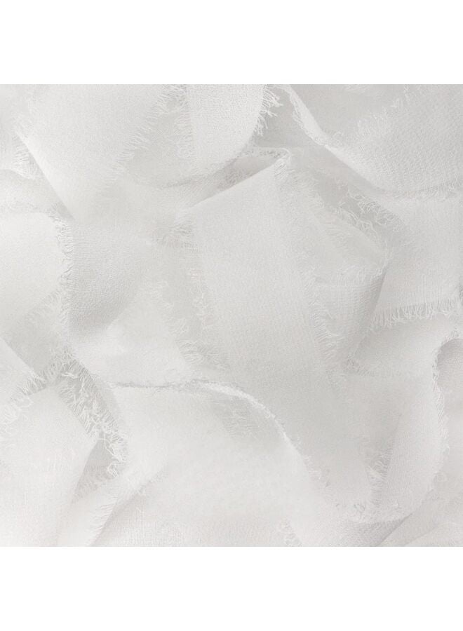 شريط شيفون من قطعتين مصنوع يدويًا من الشيفون والحرير، شريط أبيض لدعوات الزفاف، وتغليف باقات الزفاف، وتزيين تنسيق الزهور - Image 2