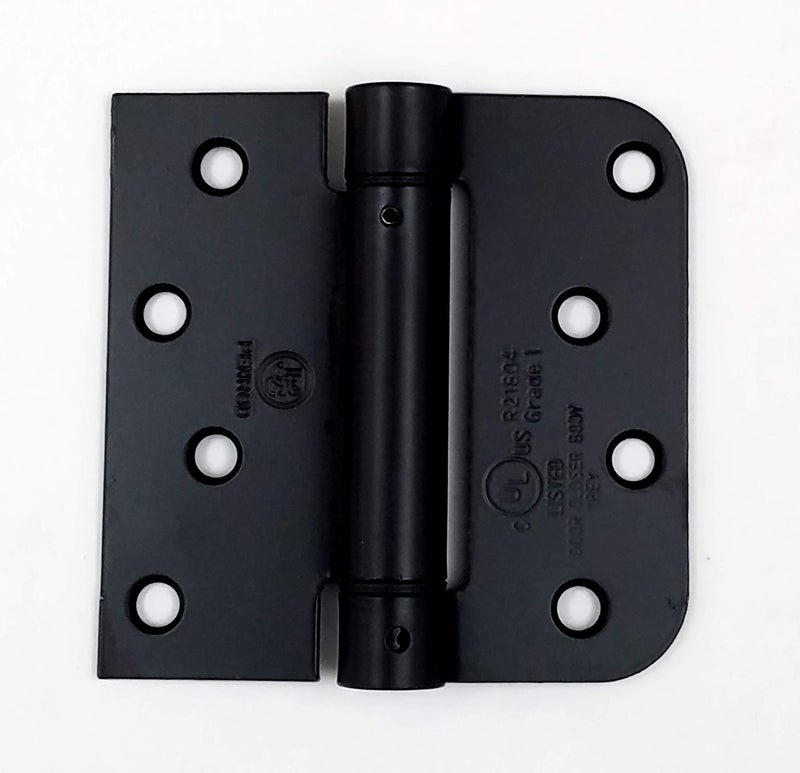 Hinge Outlet Spring Hinges 4 Inch with 5/8 Inch Square Corner, Self Closing Adjustable, Flat Black, 2 Pack - Image 1