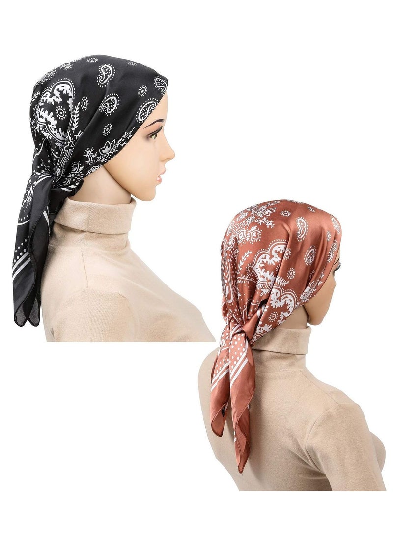 سيوسي وشاح رأس من الساتان من SYOSI 3 قطعة 27.5 قطعة وشاح شعر وشاح رأس حريري وشاح رأس حريري باندانا وشاح لف الشعر والرقبة للنساء والفتيات - Image 4