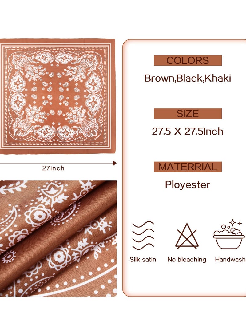 سيوسي وشاح رأس من الساتان من SYOSI 3 قطعة 27.5 قطعة وشاح شعر وشاح رأس حريري وشاح رأس حريري باندانا وشاح لف الشعر والرقبة للنساء والفتيات - Image 3