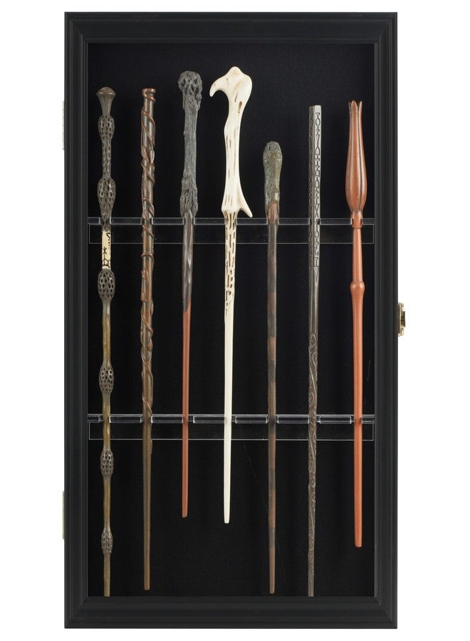 DisplayGifts Magic Wand Display Case for 7 Wands - Lockable Wall Mount Stand Holder | Vertical/Horizontal Hanging Rack Storage Box (Black) Holder Box Rack for Wand Collection - Image 4