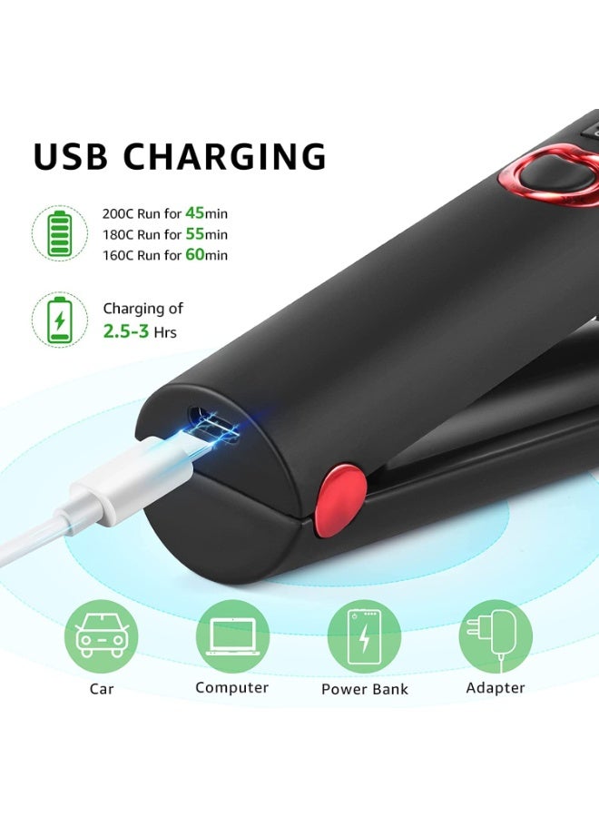 SYOSI Cordless Hair Straightener and Curler, Mini Cordless Ceramic Coated Flat Iron 2 in 1, Portable with USB-C Rechargeable 4800mAh Battery, Anti-Scald and 3 Adjustable Temp, Dual Voltage, 1 Pcs - Image 3