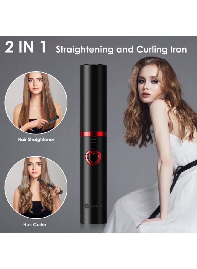 SYOSI Cordless Hair Straightener and Curler, Mini Cordless Ceramic Coated Flat Iron 2 in 1, Portable with USB-C Rechargeable 4800mAh Battery, Anti-Scald and 3 Adjustable Temp, Dual Voltage, 1 Pcs - Image 4