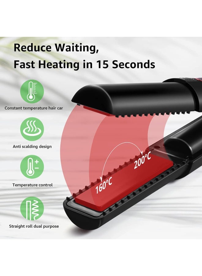 SYOSI Cordless Hair Straightener and Curler, Mini Cordless Ceramic Coated Flat Iron 2 in 1, Portable with USB-C Rechargeable 4800mAh Battery, Anti-Scald and 3 Adjustable Temp, Dual Voltage, 1 Pcs - Image 2