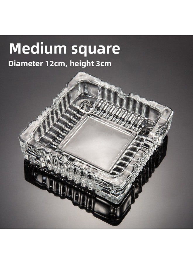 Large Crystal Glass Ashtray for Cigarettes & Cigars, Heavy-Duty Square Ash Tray with High-Capacity Design - Indoor/Outdoor Modern Decor, Durable Easy-Clean Surface - Image 1