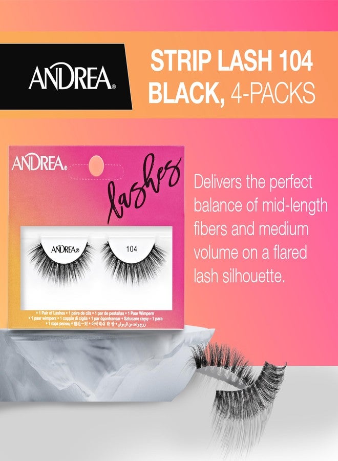 Andrea Strip Lashes Style 104 - Black, Reusable False Eyelashes for Natural to Dramatic Eye Looks, 4 Pairs - Image 3