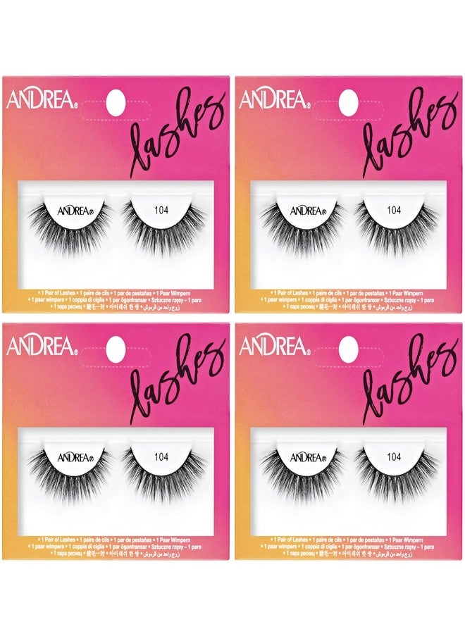 Andrea Strip Lashes Style 104 - Black, Reusable False Eyelashes for Natural to Dramatic Eye Looks, 4 Pairs - Image 1