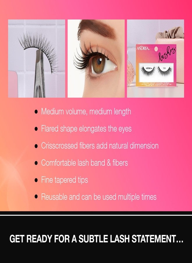 Andrea Strip Lashes Style 104 - Black, Reusable False Eyelashes for Natural to Dramatic Eye Looks, 4 Pairs - Image 4