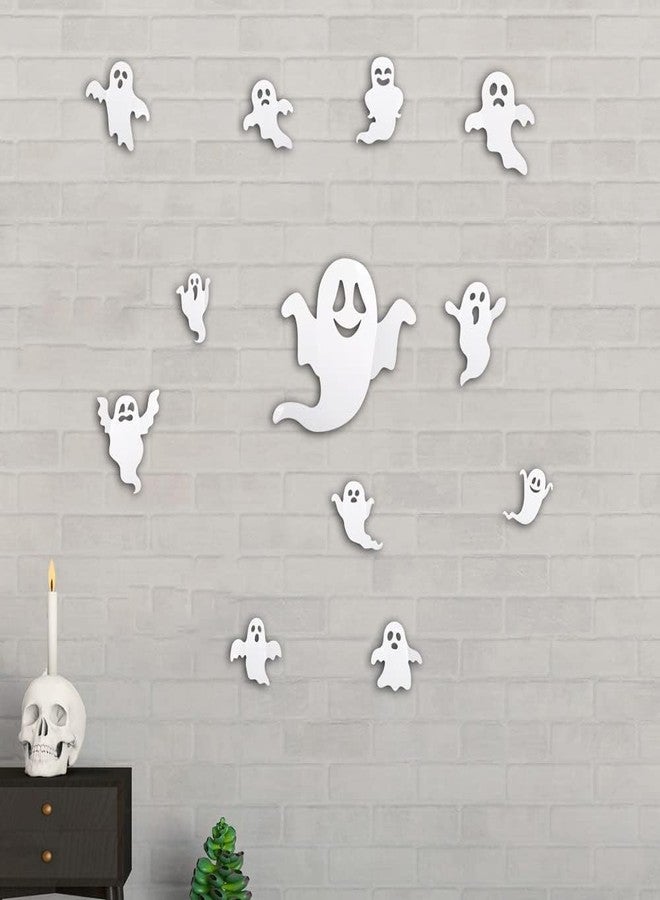 YKZFUI Halloween Ghost Wall Decor -12Pcs 3D Cute Ghost Stickers Window for Halloween Home Decorations Self-Adhesive White Ghost Decals for Halloween Eve Party Decor Indoor Room Decor - Image 4