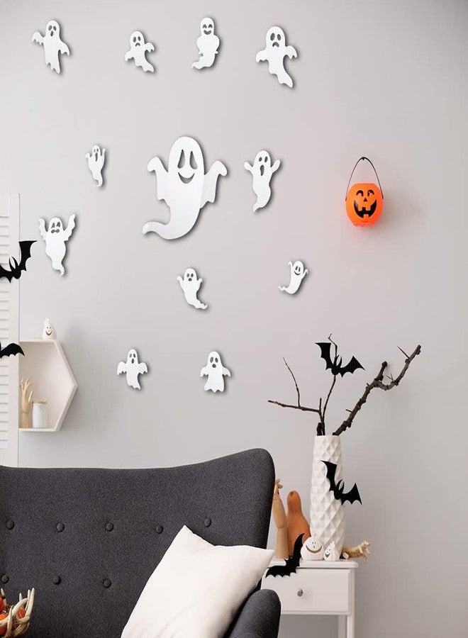 YKZFUI Halloween Ghost Wall Decor -12Pcs 3D Cute Ghost Stickers Window for Halloween Home Decorations Self-Adhesive White Ghost Decals for Halloween Eve Party Decor Indoor Room Decor - Image 3