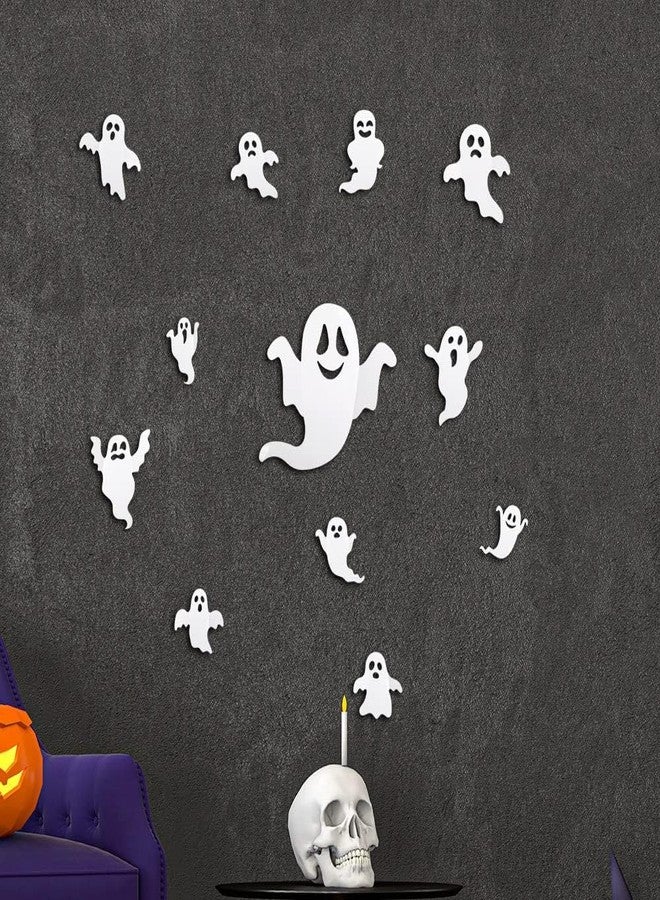 YKZFUI Halloween Ghost Wall Decor -12Pcs 3D Cute Ghost Stickers Window for Halloween Home Decorations Self-Adhesive White Ghost Decals for Halloween Eve Party Decor Indoor Room Decor - Image 5