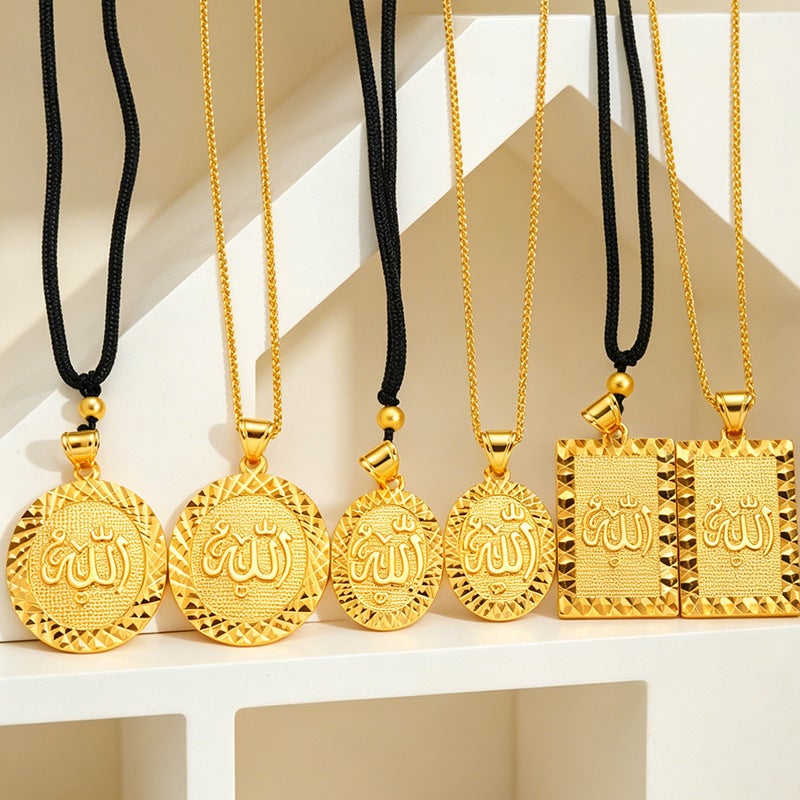 WU Elegant Middle Eastern Style Gold-Plated Pendant Necklace for Women - Image 2