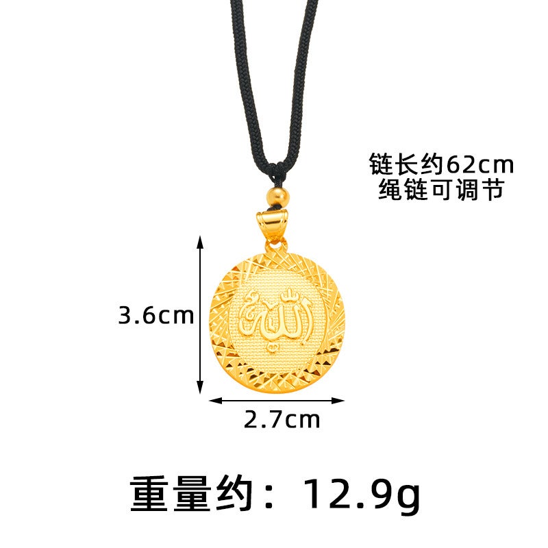 WU Elegant Middle Eastern Style Gold-Plated Pendant Necklace for Women - Image 5