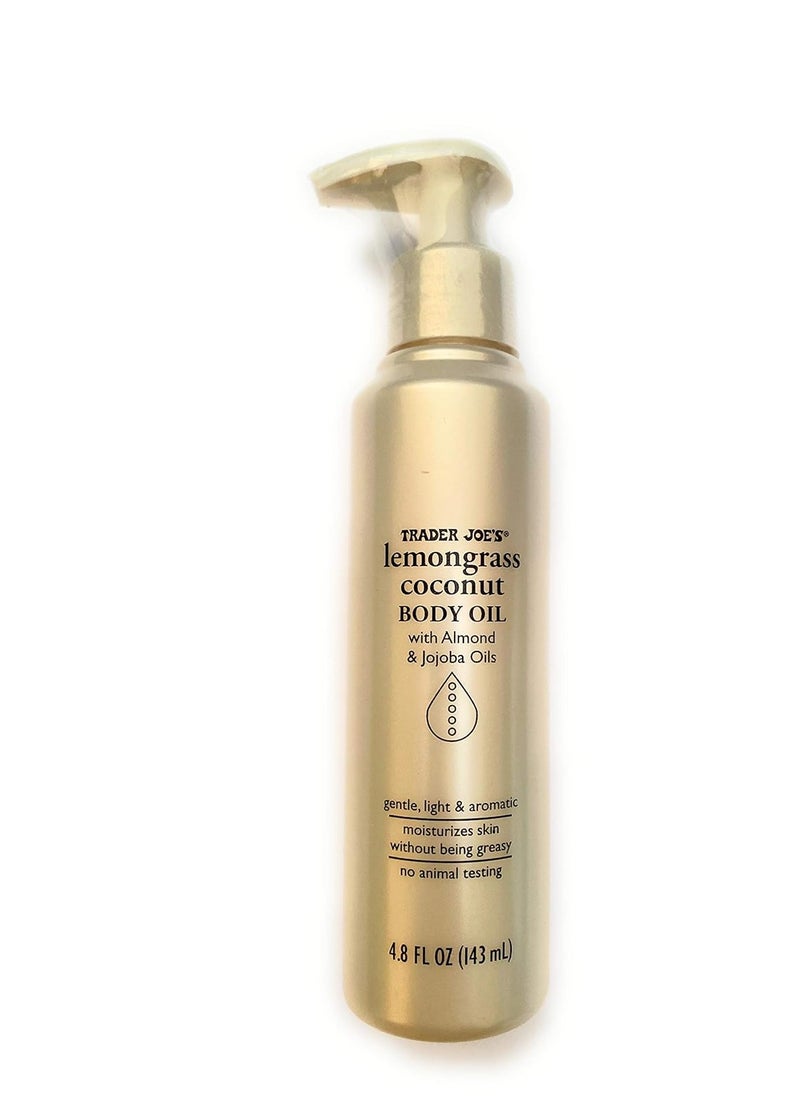 Trader Joe's Trader Joes Lemongrass Coconut Body Oil with Almond and Jojoba Oils 4.8 FL OZ (143 ml) 