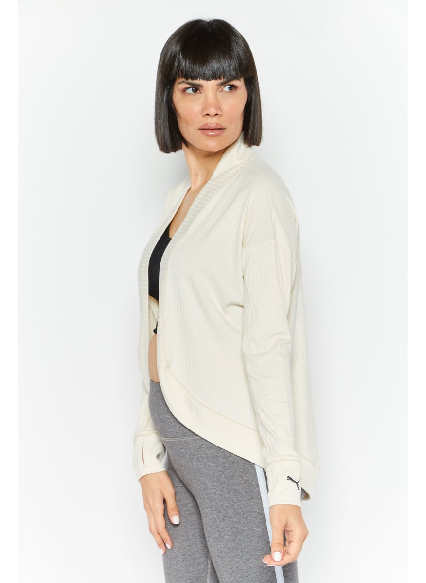 PUMA Women Sportswear Fit Long Sleeve Cardigan, Beige  - Image 2