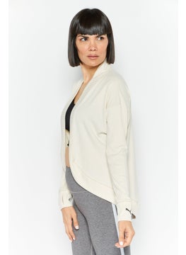 PUMA Women Sportswear Fit Long Sleeve Cardigan, Beige  - Image 2
