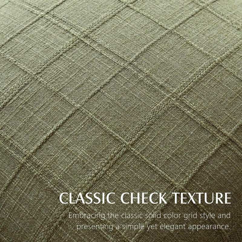 Foindtower Set of 2 Decorative Linen Check Throw Pillow Covers Neutral Farmhouse Vintage Cushion Covers Modern Boho Home Decor for Sofa Chair Couch Bedroom Living Room,18×18 Inch,Sage Green - Image 2