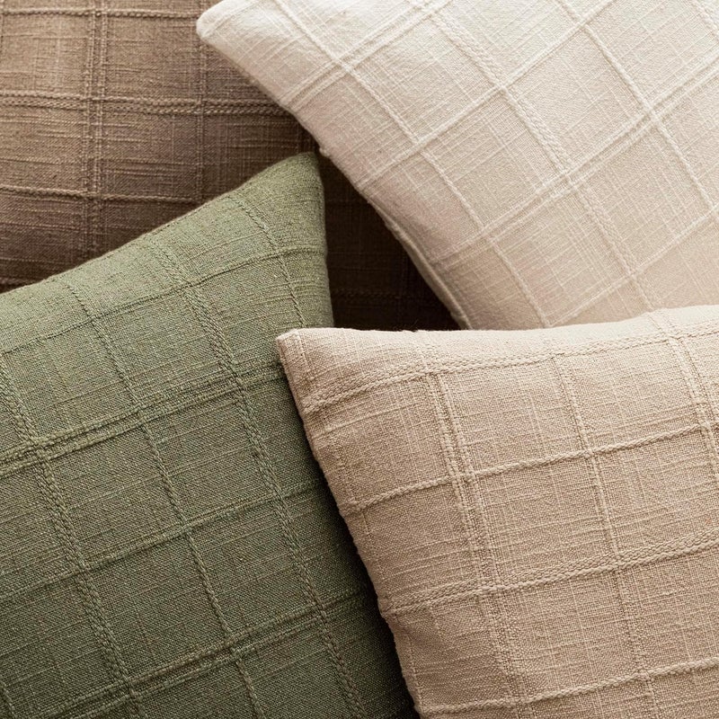 Foindtower Set of 2 Decorative Linen Check Throw Pillow Covers Neutral Farmhouse Vintage Cushion Covers Modern Boho Home Decor for Sofa Chair Couch Bedroom Living Room,18×18 Inch,Sage Green - Image 4