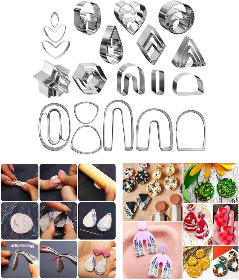 كلاراكو قواطع طين بوليمر من الفولاذ المقاوم للصدأ، قواطع طين لصنع الأقراط والقلائد، 36 قطعة - Image 3