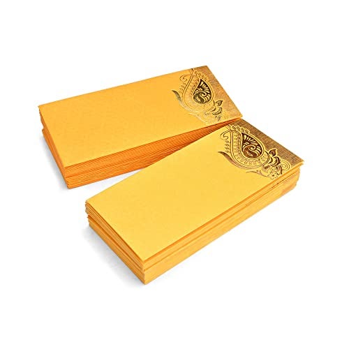 AargKraft™ Money Gift Envelopes Lifafa - Multi Color Pack of 50 Premium Designer Envelopes (Yellow, Orange) - Image 1