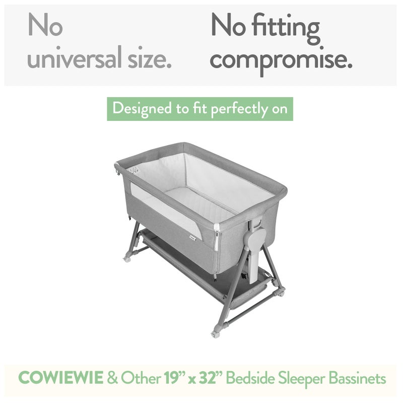 Joey + Joan Bassinet Fitted Sheets 19" x 32" for Cowiewie Bedside Sleeper Bassinet Mattress Pad â€“ Snuggly Soft 100% Jersey Cotton â€“ Grey Stripes, Sheep â€“ 2 Pack - Image 2