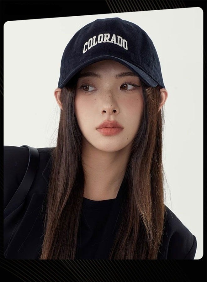 Joychic قبعة بيسبول نسائية متعددة الاستخدامات من النسخة الكورية قابلة للتنفس ربيعية صيفية خريفية قابلة للتعديل لحماية من الشمس ذات حافة مناسبة للرياضات الخارجية اليومية باللون navy - Image 1