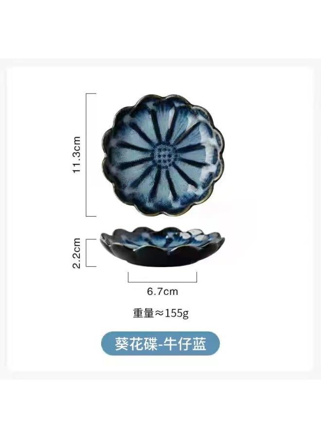 -style Ceramic Kiln Lotus Leaf Dish Snack Seasoning Dish Cold Dish Sushi Sauce Dish Plate Tableware 