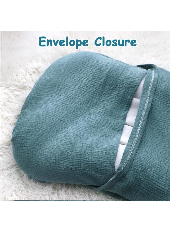 Hooyax غطاء سرير الأطفال من هوياكس من القماش الموسلين 2 عبوة، غطاء قابل للإزالة من القطن العضوي للمواليد الجدد، غطاء سرير مبطن للأطفال الرضع للأرضية للأولاد والبنات (أزرق رمادي) - Image 3