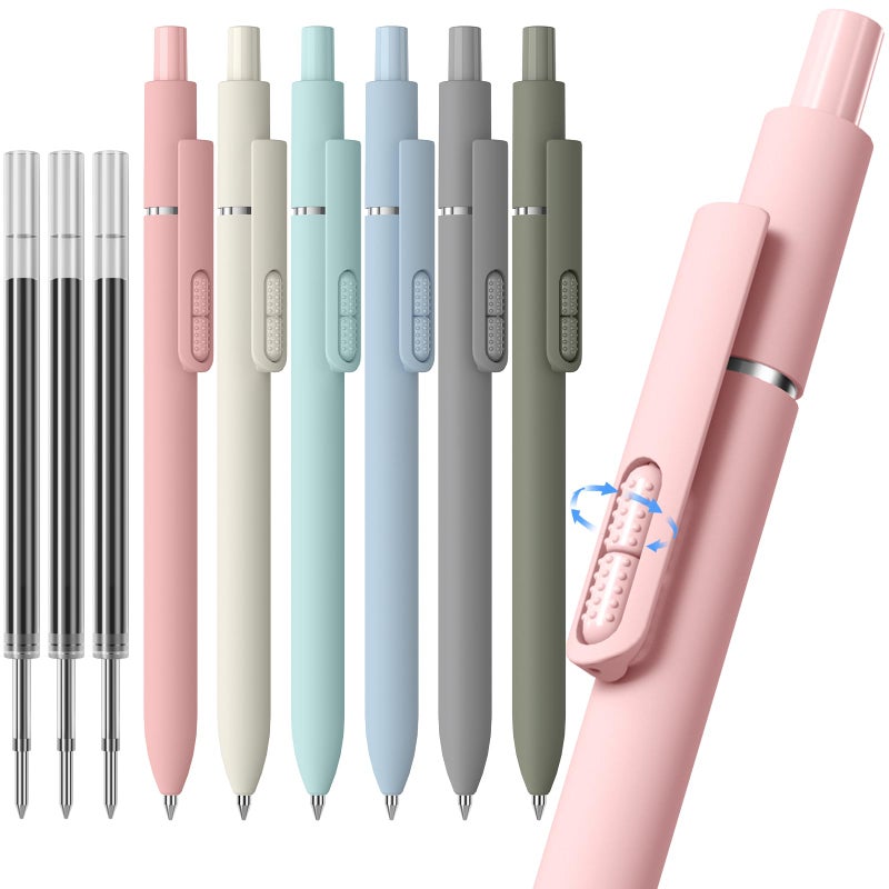 InkSlick Ballpoint Pen Black Ink, 9 PCS 1.0mm Medium Tip Retractable Pen, High-end Long Lasting Smooth Writing Aesthetic Bullet Ball Point Pen, Home Office Supplies for Adults (6 Pens with 3 Refills) - Image 1