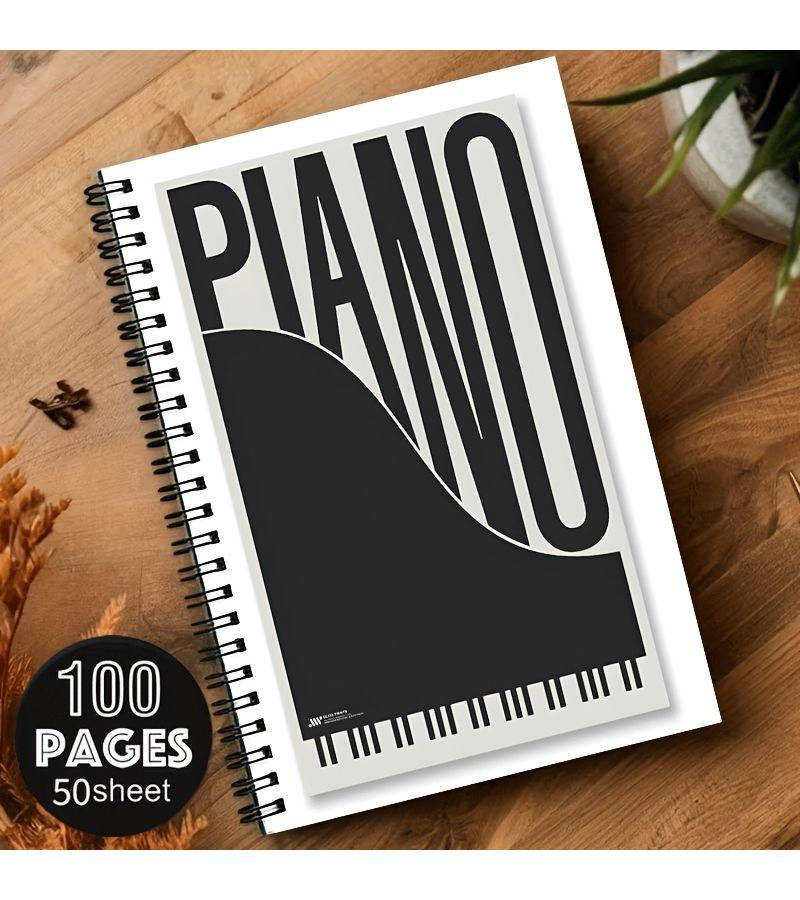 A5 Spiral Notebook 100 Pages 50 Sheets Piano Art Cover 8.3 x 5.7 Inch 24 Hole Binding Musical Theme Office Professional Note Taking - Image 2