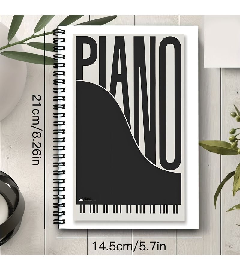 A5 Spiral Notebook 100 Pages 50 Sheets Piano Art Cover 8.3 x 5.7 Inch 24 Hole Binding Musical Theme Office Professional Note Taking - Image 3