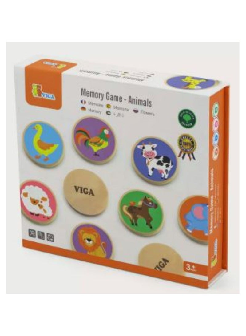 Viga Wooden Memory Game - Colorful Animals - Image 1