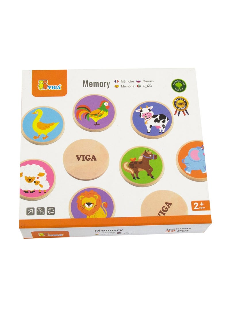 Viga Wooden Memory Game - Colorful Animals - Image 3