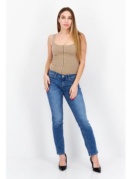 BB Dakota by Steve Madden Women Square Neck Sleeveless Jersey Ribbed Tops, Dark Khaki  - Image 3