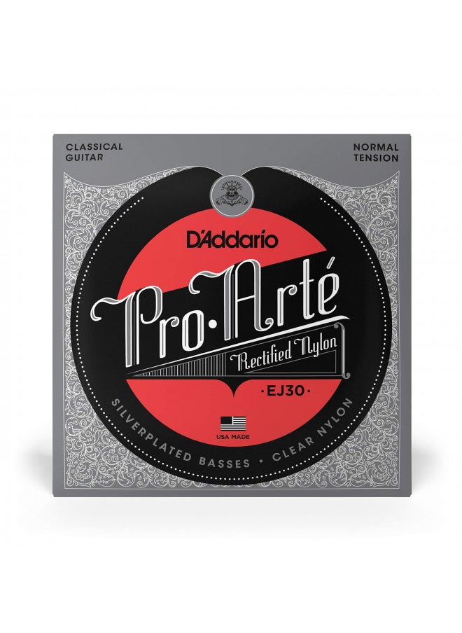 D'Addario Guitar Strings - Pro-Arte Classical Guitar Strings - EJ30 Nylon Guitar Strings - Silver Plated Wrap, Nylon Core, Rectified Nylon Trebles - Normal Tension