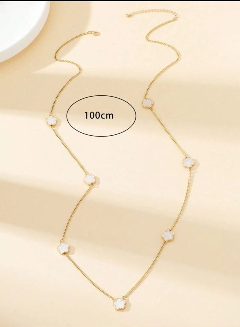 New Fashion Elegant Flower of Life Necklace for Women Four Leaf Design White Lucky Flower - Image 3