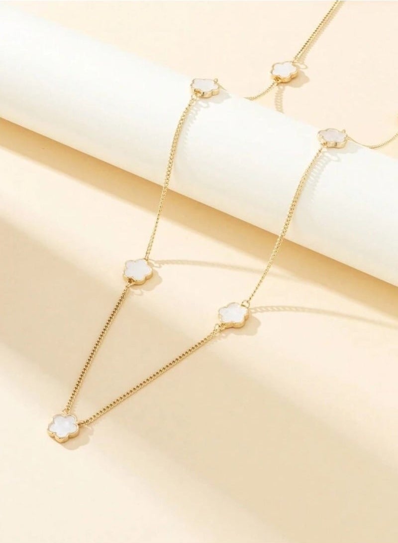 New Fashion Elegant Flower of Life Necklace for Women Four Leaf Design White Lucky Flower - Image 4