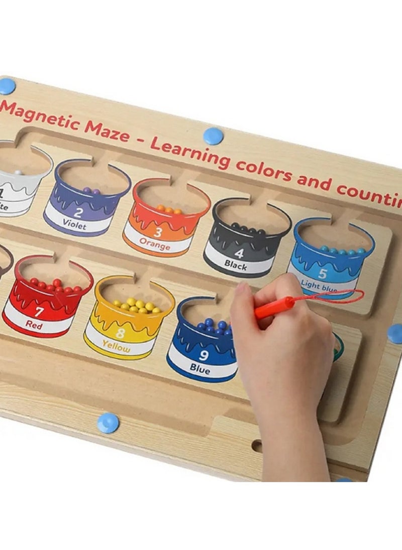 FUSIONPULSE Montessori Toys, Magnetic Color and Number Maze Toys, Wooden Puzzle Activity Board, Toddler Fine Motor Skills Toy, Learning Toys for Boys Girls 3 4 5 Years Old  - Image 4