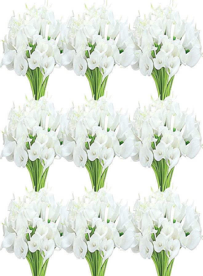 Janinka 60 Pcs Artificial Calla Lily Flowers Bulk Realistic Silk Calla Lilies Bouquet, 14 Inch Faux Flowers for Wedding, Home Decor, Party Centerpieces, Waterproof PU Material (White) - Image 1