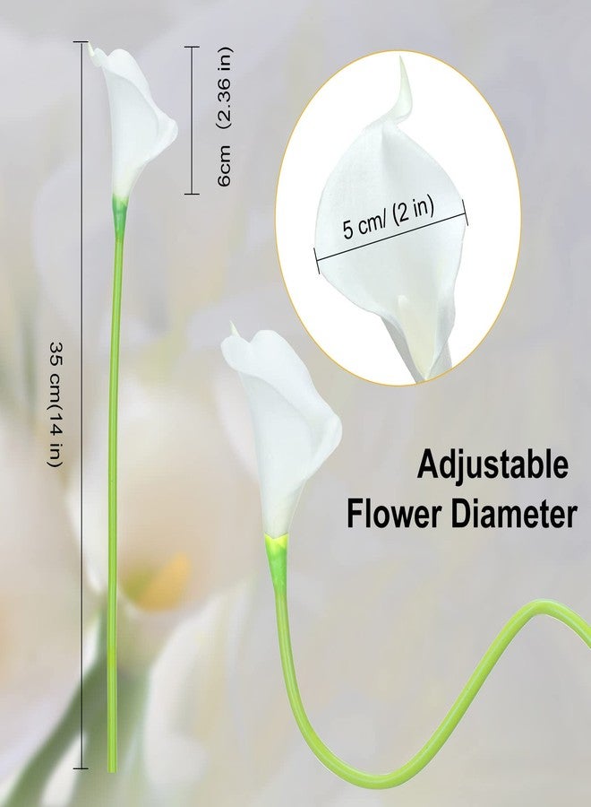 Janinka 60 Pcs Artificial Calla Lily Flowers Bulk Realistic Silk Calla Lilies Bouquet, 14 Inch Faux Flowers for Wedding, Home Decor, Party Centerpieces, Waterproof PU Material (White) - Image 2