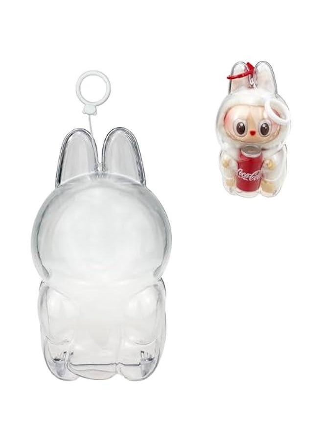 Arabest Protective Case for LABUBU Sitting COLA, Clear Acrylic Case Display Box Hard Shell Cover Accessories with Silicone Strap for The Monsters COLA Series Happy Factor - Cola Sit 