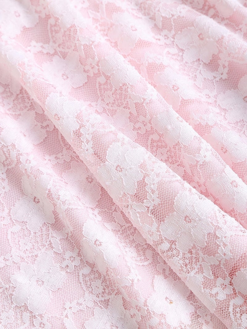 2026 Summer New Style French Retro Gentle Pink Lace Suspender Dress A-Line Short Skirt Pure Desire Sweet Style Vacation Leisure Daily Versatile Princess Dress - Image 5